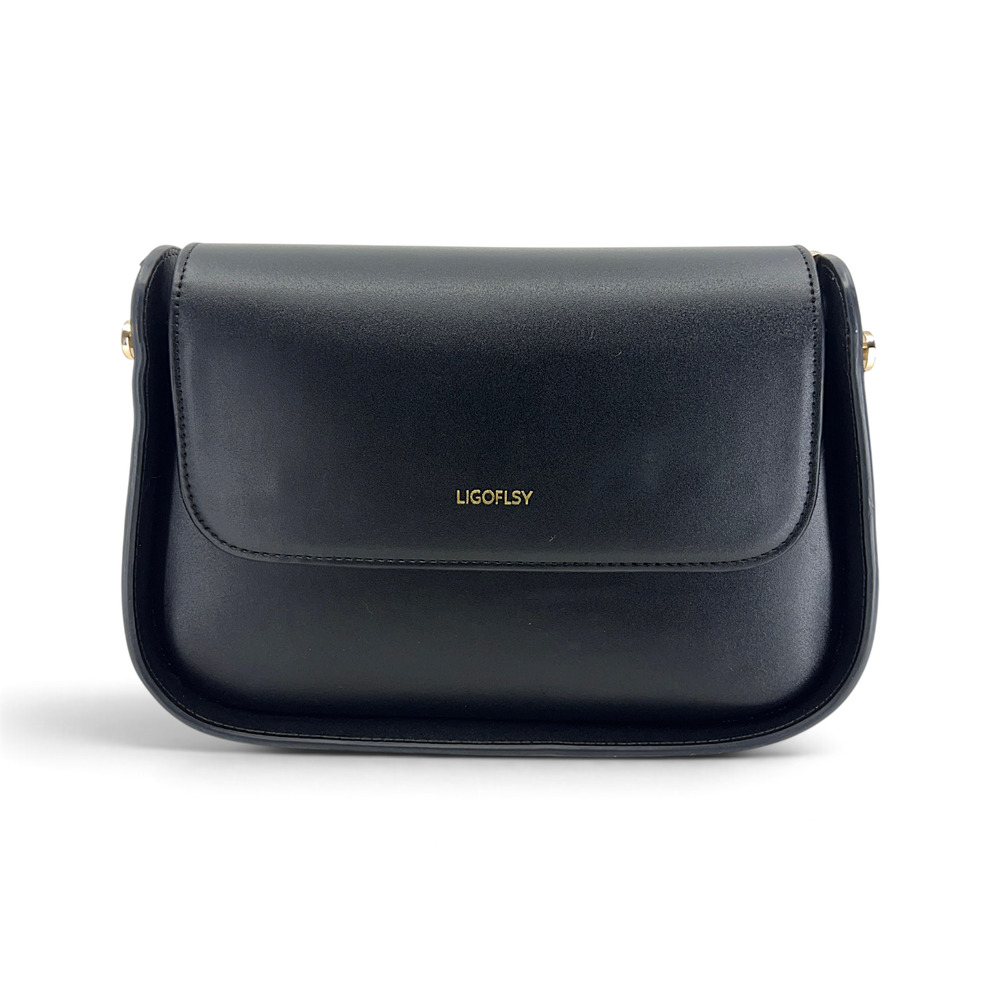 Women's Mini Black Rectangular Flap Shoulder Underarm Bag Faux Leather
